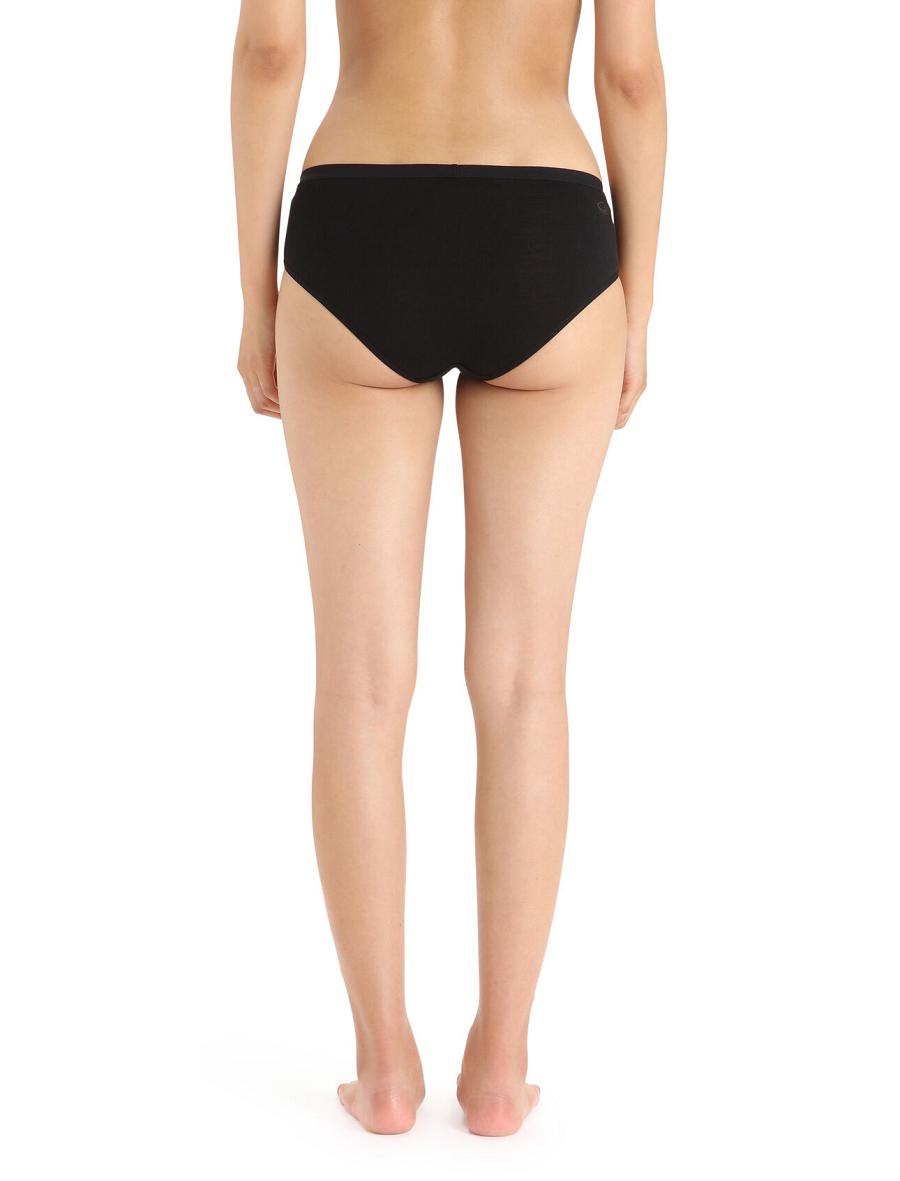 Black Icebreaker Merino Siren Hipkini Briefs Women's Underwear | AU 1729EBCX